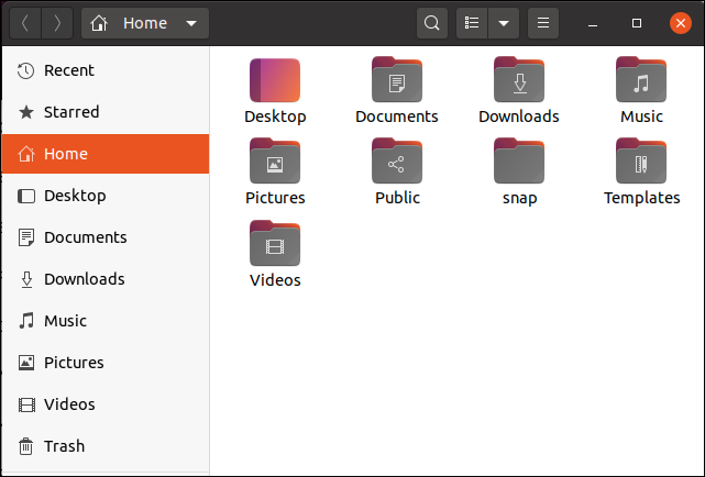 Ícones de arquivo do Ubuntu 20.04 no navegador de arquivos mostrando os novos destaques de cores