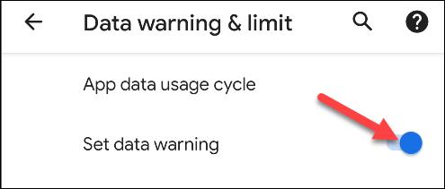 habilitar o aviso de uso de dados