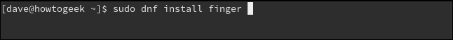 sudo dnf instalar o dedo em uma janela de terminal