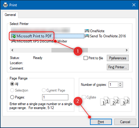 A caixa de diálogo da impressora, com "Imprimir em PDF" em destaque.