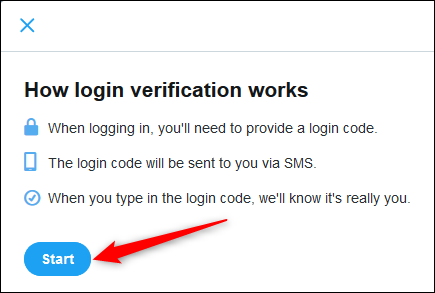 O botão Iniciar "Verificação de login".