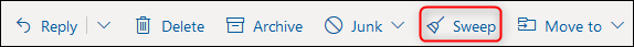 A barra de ferramentas do Outlook com o botão "Varrer" destacado.