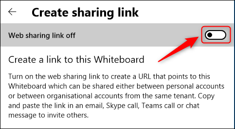 Ativar "Link de compartilhamento da Web desativado".
