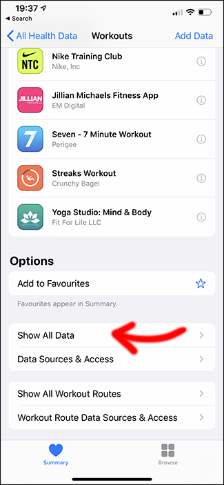 guia de exercícios do app saúde da apple