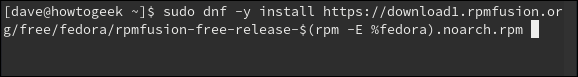 sudo dnf -y instale https://download1.rpmfusion.org/free/fedora/rpmfusion-free-release-$(rpm -E% fedora) .noarch.rpm em uma janela de terminal
