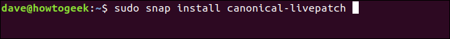 sudo snap install canonical-livepatch em uma janela de terminal