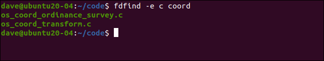 fdfind -ec coord em uma janela de terminal.