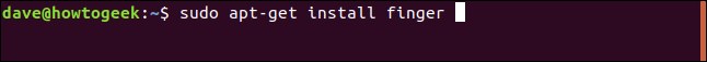 sudo apt-get install finger em uma janela de terminal