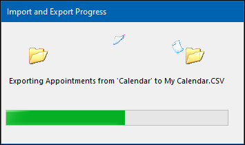 A barra de progresso da exportação.