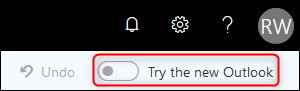 A opção "Experimente o novo Outlook"