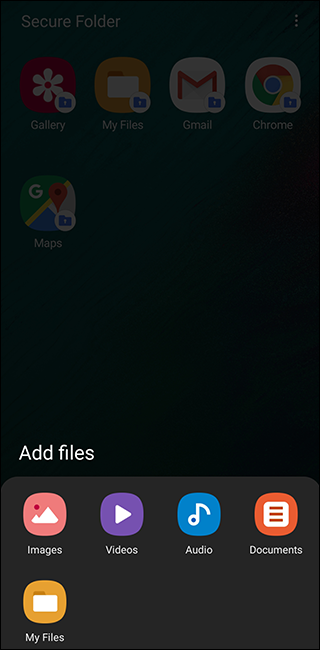 Sasmung Secure Folder Adicionar arquivos