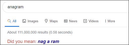 "anagrama" na caixa de pesquisa do Google.