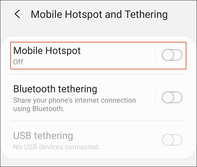 Toque em "Mobile Hotspot".