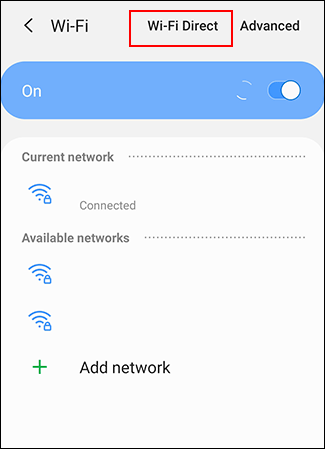 Toque em "Wi-Fi Direct".