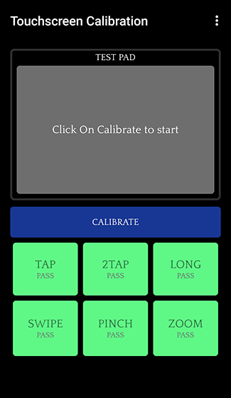 Abra o aplicativo Touchscreen Calibration e toque em Calibrate