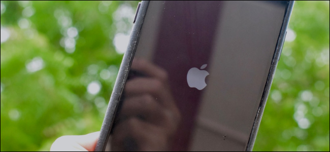 Logotipo da Apple mostrado na tela reiniciando após forçar a reinicialização do iPhone