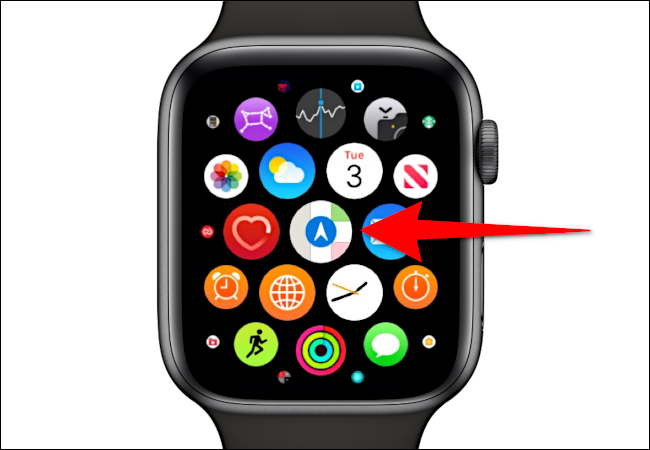 Apple Watch mostrando o ícone do Maps
