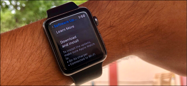Apple Watch executando watchOS 6 mostrando tela de atualização de software