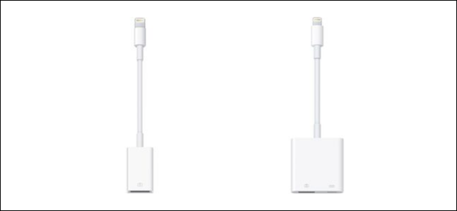 Dois relâmpagos da Apple para adaptadores USB.