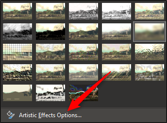 Selecione “Opções de efeitos artísticos”.
