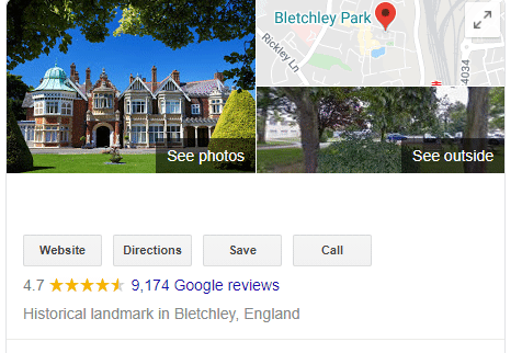 Um GIF animado do Google "decodificando" Bletchley Park. 