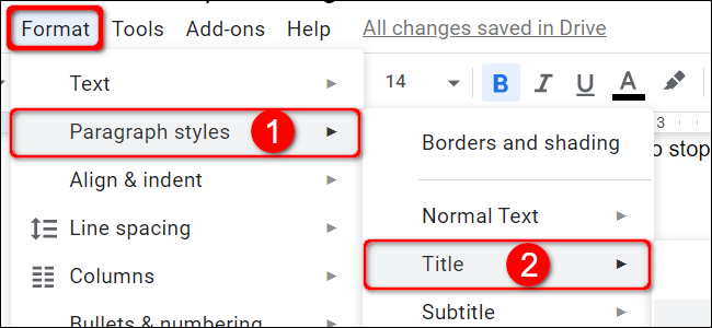 Alterar o formato do título dos estilos de parágrafo