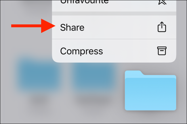 Escolha Compartilhar no menu de pastas