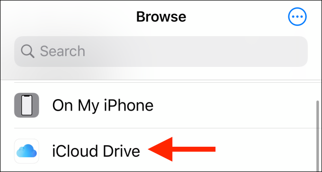 Escolha o iCloud Drive nos locais