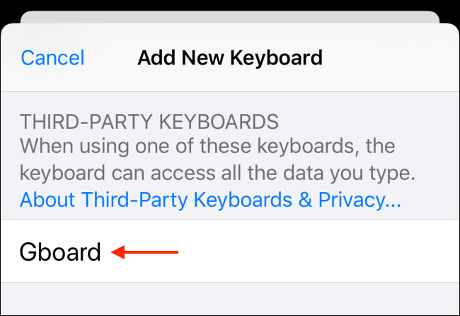 Escolha o teclado que deseja adicionar