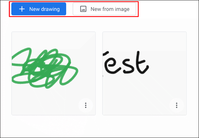 No aplicativo Google Chrome Canvas, clique em Novo desenho para um novo desenho em branco ou em Novo da imagem para um novo desenho com um fundo de imagem