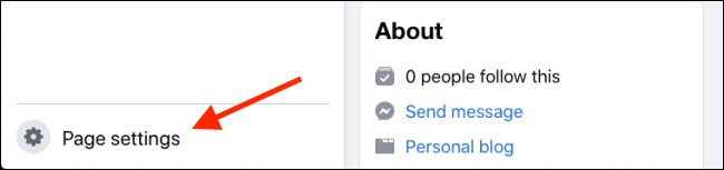 Clique em Configurações da página na sua página do Facebook
