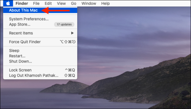 Clique em Sobre este Mac no menu