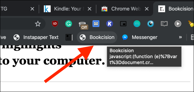 Clique no bookmarklet Bookcision