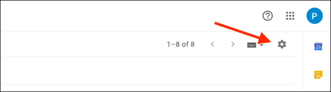 Clique no ícone de engrenagem no Gmail