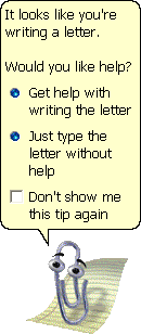 Clippy perguntando se você precisa de ajuda para escrever uma carta. 