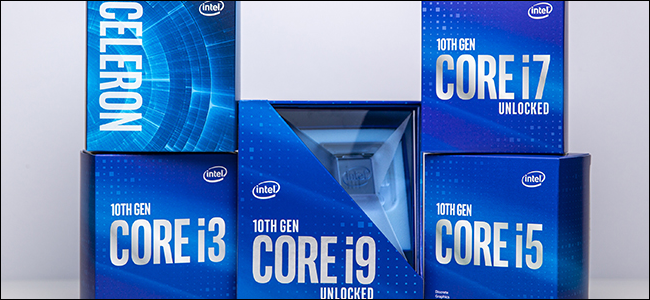 Cinco pacotes Intel Comet Lake de 10ª geração.
