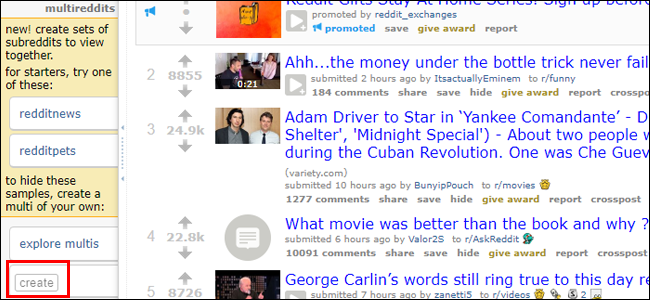 Reddit Criando Multireddits