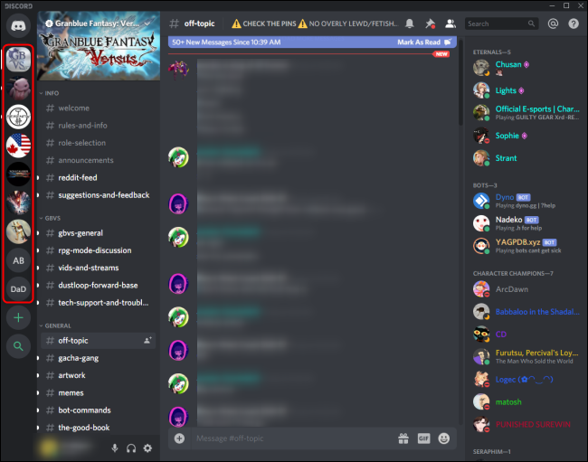 Lista de servidores Discord