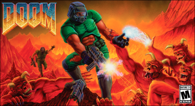 A capa do videogame "Doom".