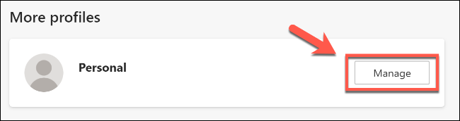 Clique em Gerenciar para gerenciar um perfil Edge