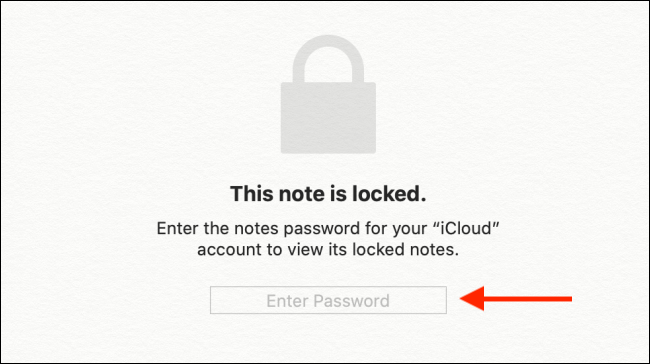 Digite a senha do Apple Notes e pressione Enter