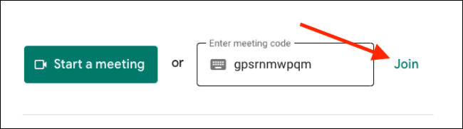 Digite o código da reunião e clique em Participar