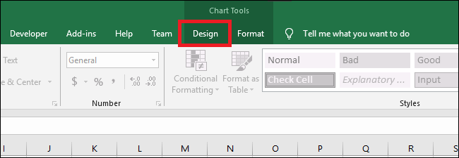 ir para ferramentas de gráfico> design