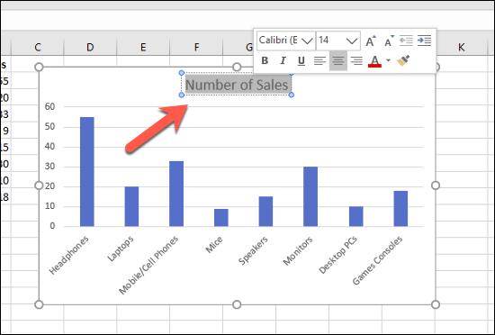 Clique duas vezes na caixa de texto do título do gráfico em um gráfico de barras do Excel para alterar o texto do título