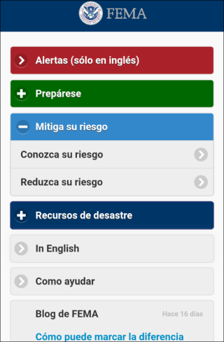 O aplicativo FEMA em um telefone. 