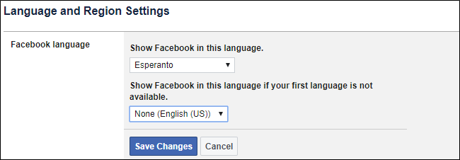 Facebook Alterar idioma
