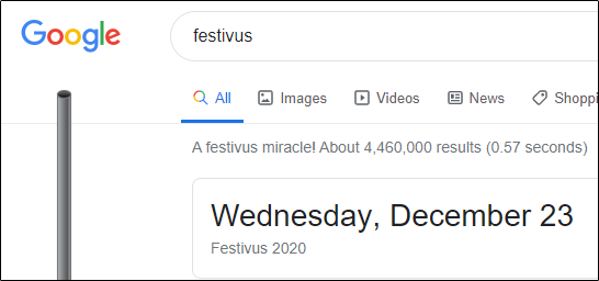 A votação do Festivus nos resultados de pesquisa do Google.