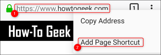 Firefox Android Adicionar atalho de página