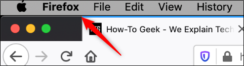 Opção Firefox no cabeçalho mac