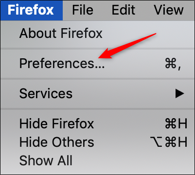 Preferências do Firefox